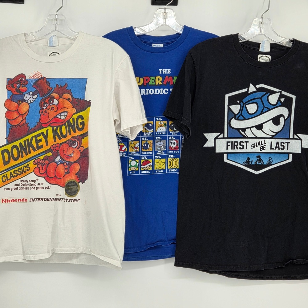 Set of 3 Men's Medium Nintendo Super Mario Donkey Kong Graphic T‎ Shirt 2010s